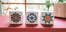 Load image into Gallery viewer, Barn Quilt Wooden Tealight Candle Holders Set