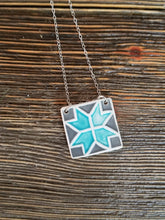 Load image into Gallery viewer, Barn Quilt Block Necklace - Light Blue
