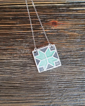 Load image into Gallery viewer, Barn Quilt Block Necklace - Seafoam Green