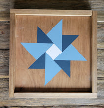 Load image into Gallery viewer, handmade star barn quilt with stain and blue paint