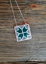 Load image into Gallery viewer, Barn Quilt Block Necklace - Turquoise